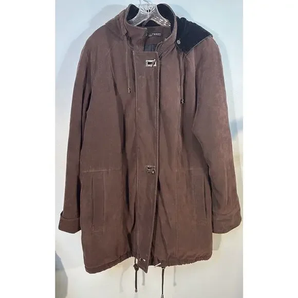 Fleet Street Womens Large Brown Hooded Heavy Jacket - Read - Picture 1 of 10